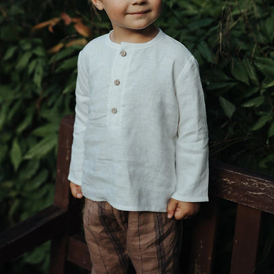 Chic Casual Cotton Linen Shirt Children's 2024 New Retro