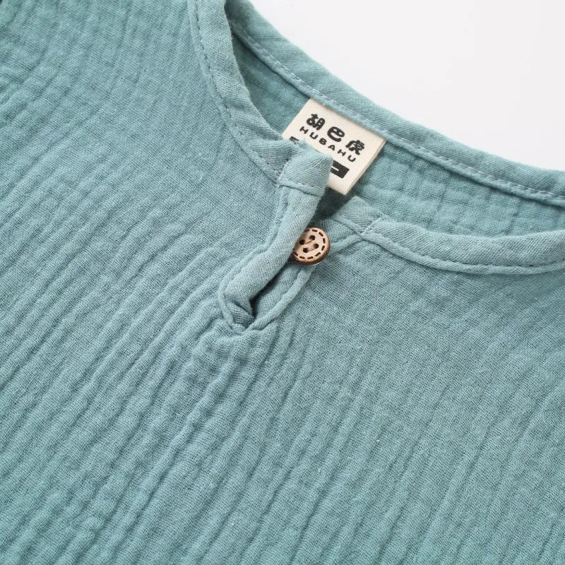 children t shirts fashion linen pleated boys t shirt