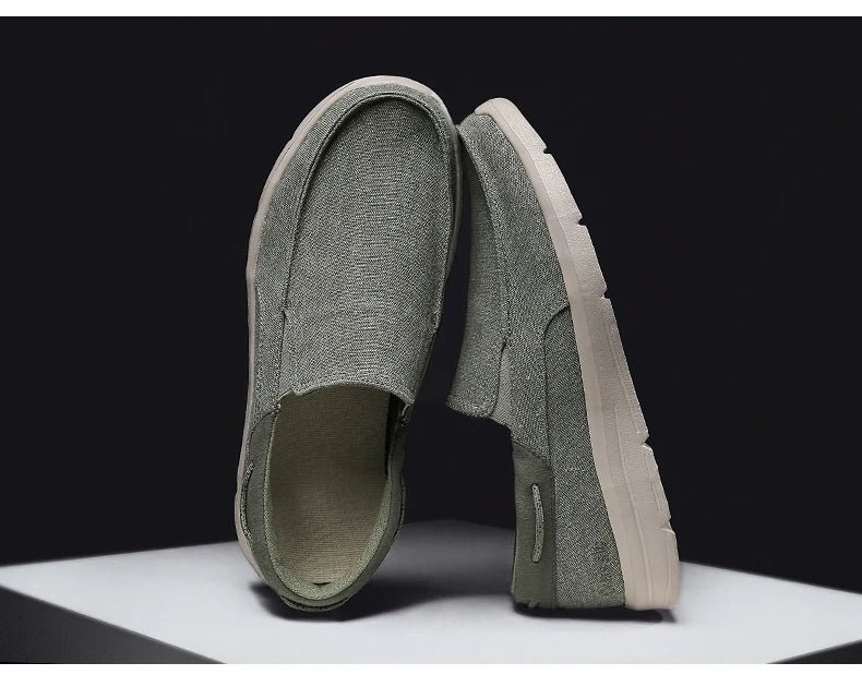 Men’s Summer Breathable Canvas Shoes Lightweight Slip-On Casual Flats