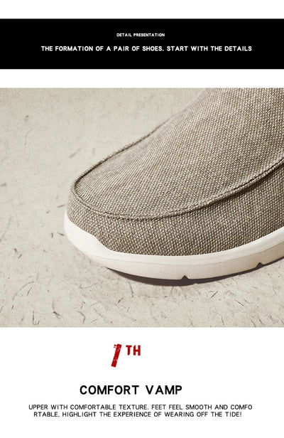 Men’s Summer Breathable Canvas Shoes Lightweight Slip-On Casual Flats