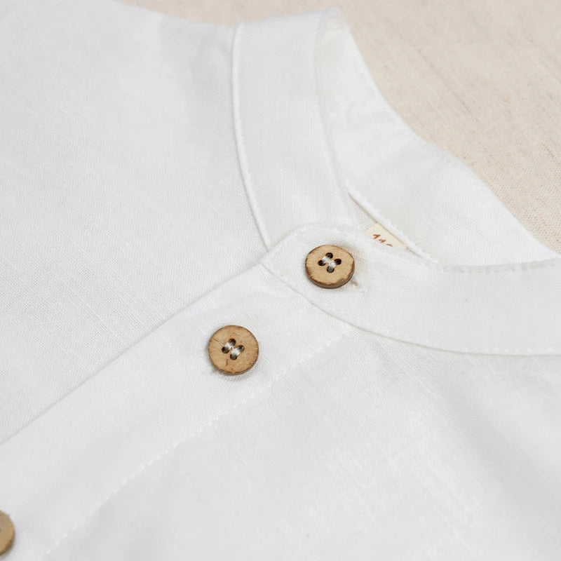 Boys White Linen Shirt Autumn male