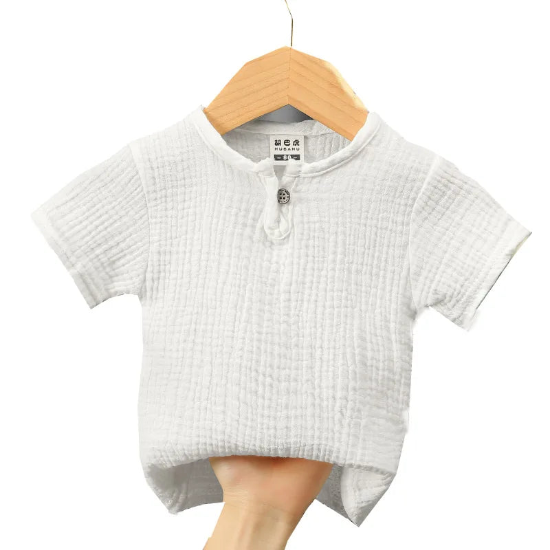 children t shirts fashion linen pleated boys t shirt