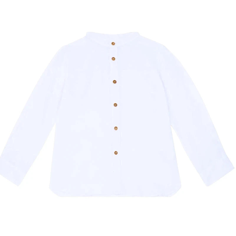 Boys White Linen Shirt Autumn male