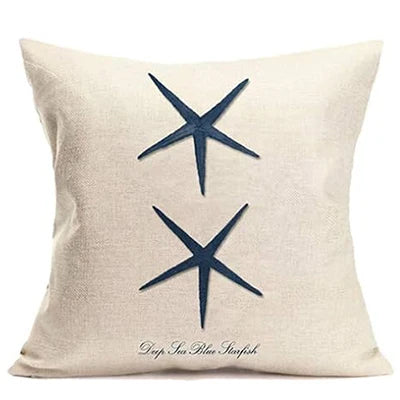 Ocean sailing theme set linen marine life blue pillow case