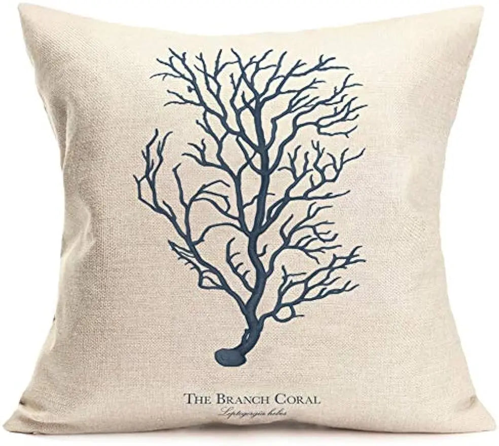 Ocean sailing theme set linen marine life blue pillow case