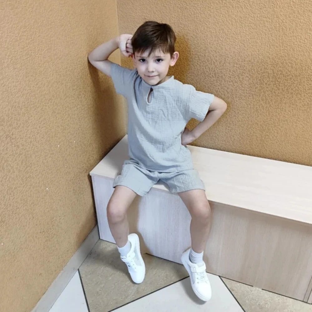 1-8T Kids Sets Summer Clothes Linen Cotton