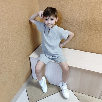 1-8T Kids Sets Summer Clothes Linen Cotton