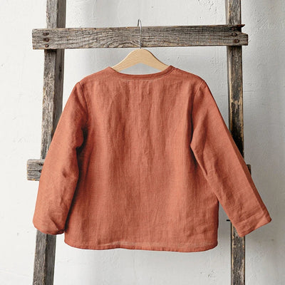 Chic Casual Cotton Linen Shirt Children's 2024 New Retro