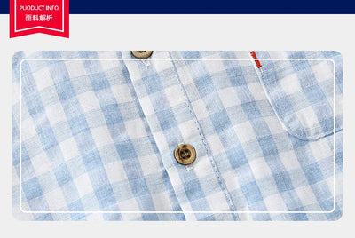 Summer Cotton Linen Boys Shirt Children Clothes Kids Tops