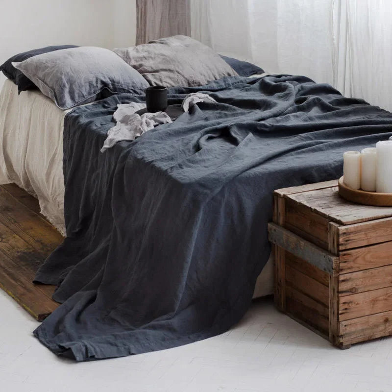 Pure Linen Bed Sheets Stone Washed French Linen