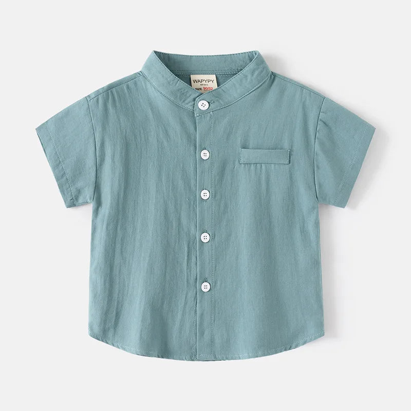 Short Sleeve Polo Shirt for Children Casual Mandarin