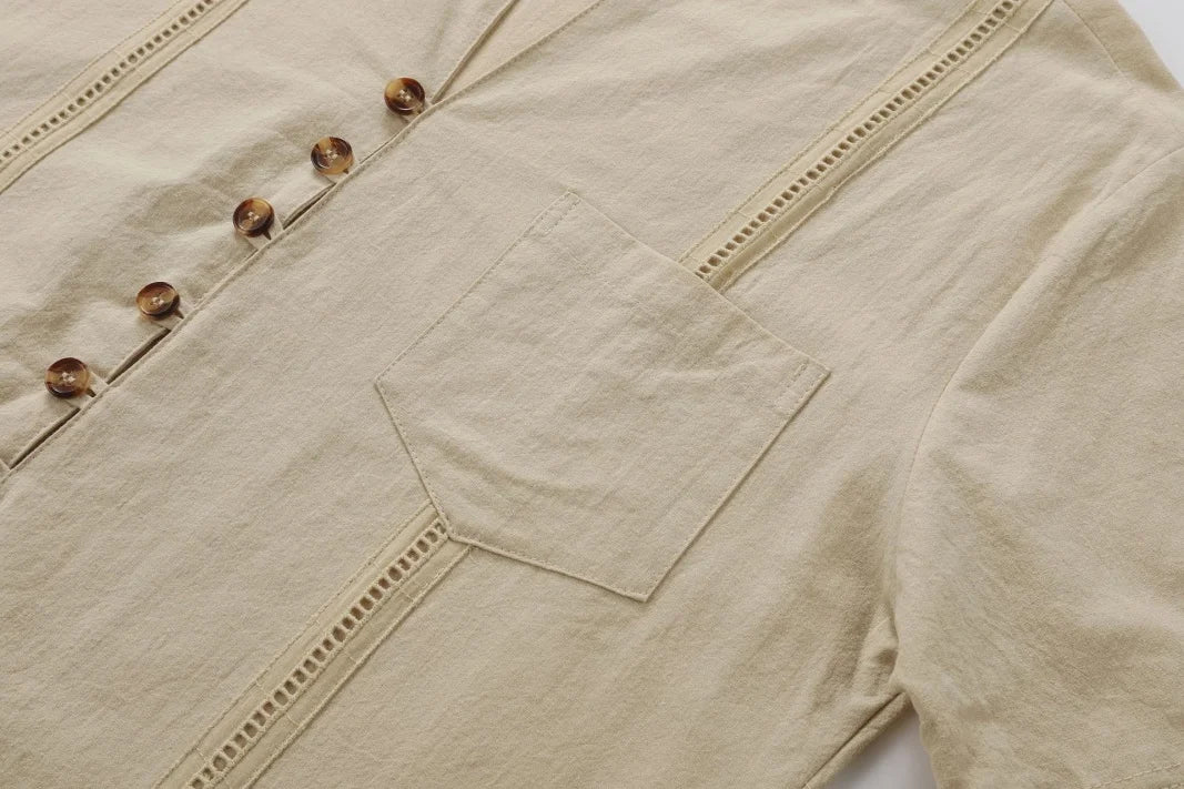 Men's Retro Cotton And Linen Set Long Pants