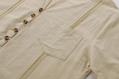 Men's Retro Cotton And Linen Set Long Pants