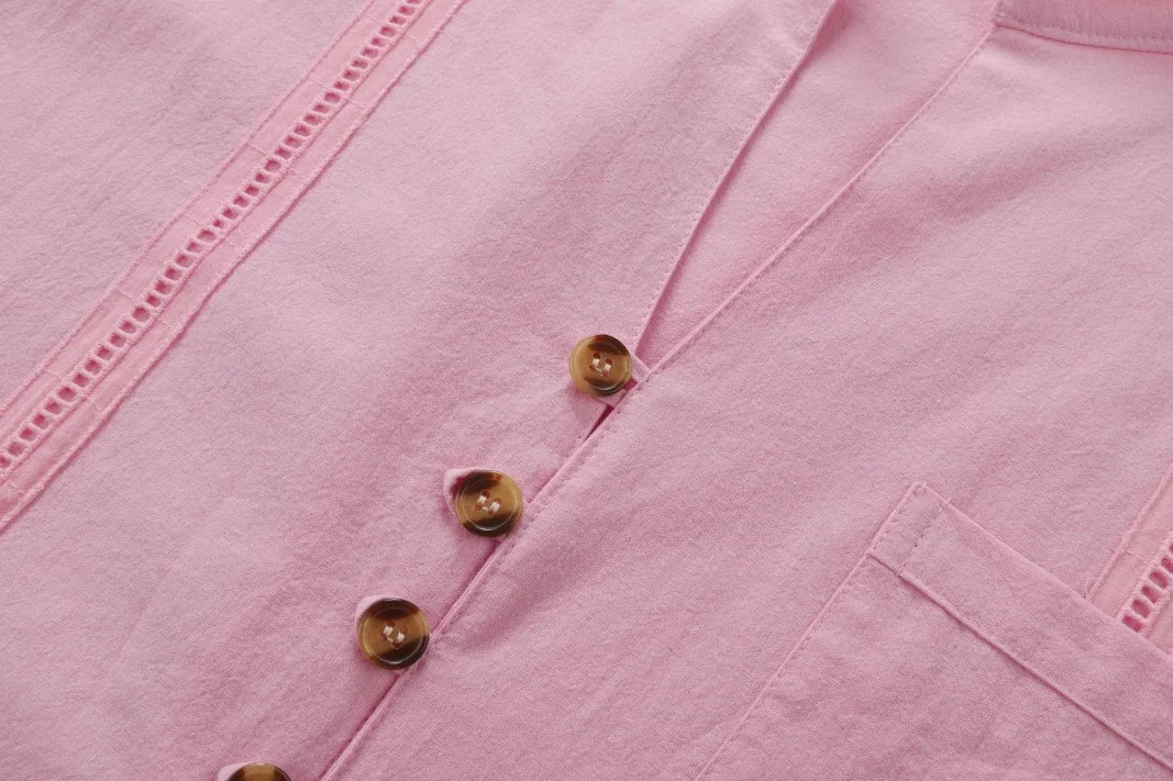 Men's Retro Cotton And Linen Set Long Pants