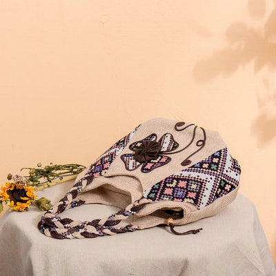 Vintage Linen Handbag for Women National Style Handle Bag