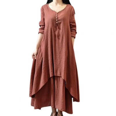 Women Elegant Linen White Dresses Bohemia Layering Vintage Robe Long Sleeve Loose Long Dress Female Autumn Vestidos
