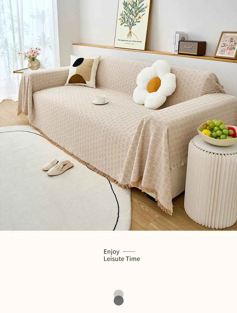 1PC Cotton Linen Sofa Throw Blanket