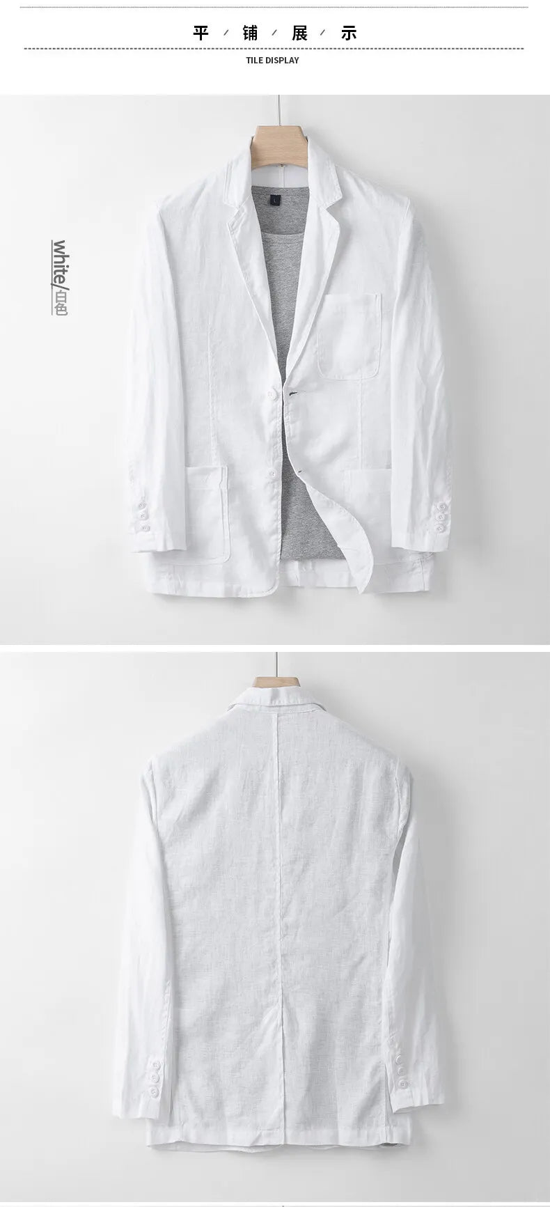 2025 Summer New Men's Linen Casual Suit Top Solid Color Lightweight Breathable Luxury Cotton Hemp Top 100% Linen Fabric