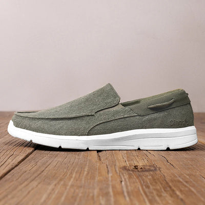 Men’s Summer Breathable Canvas Shoes Lightweight Slip-On Casual Flats