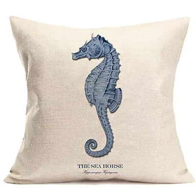 Ocean sailing theme set linen marine life blue pillow case