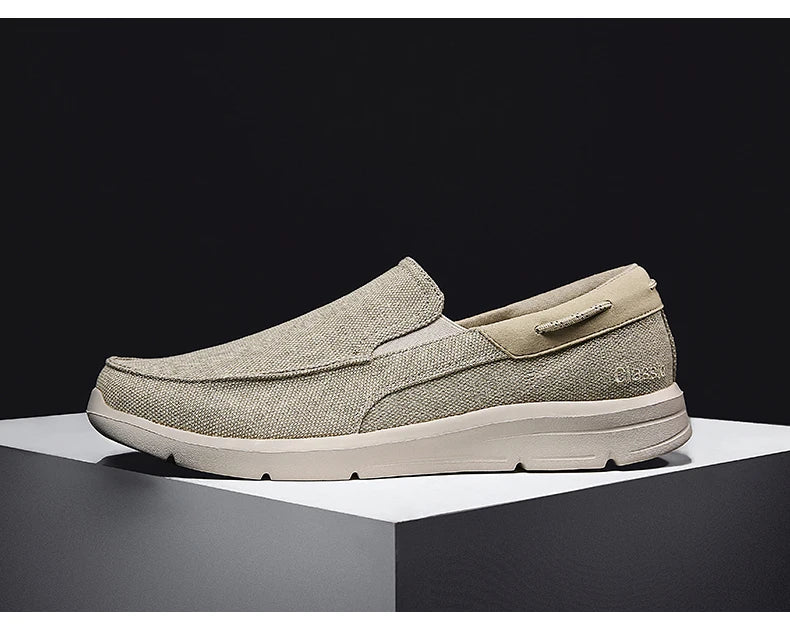 Men’s Summer Breathable Canvas Shoes Lightweight Slip-On Casual Flats