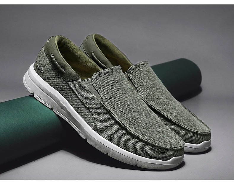 Men’s Summer Breathable Canvas Shoes Lightweight Slip-On Casual Flats
