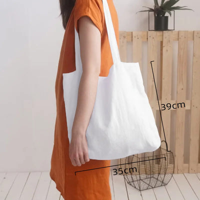 Linen 100% Pure Hemp Shoulder Bags Large Capacity Handbag Portable Shopping Bag Supermarket Environmental Cloth Pouch Women Bag
