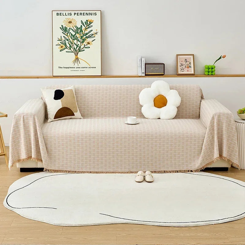 1PC Cotton Linen Sofa Throw Blanket