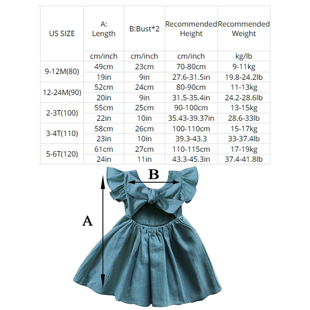 2025 Summer Kids Girls Dress Cotton Linen