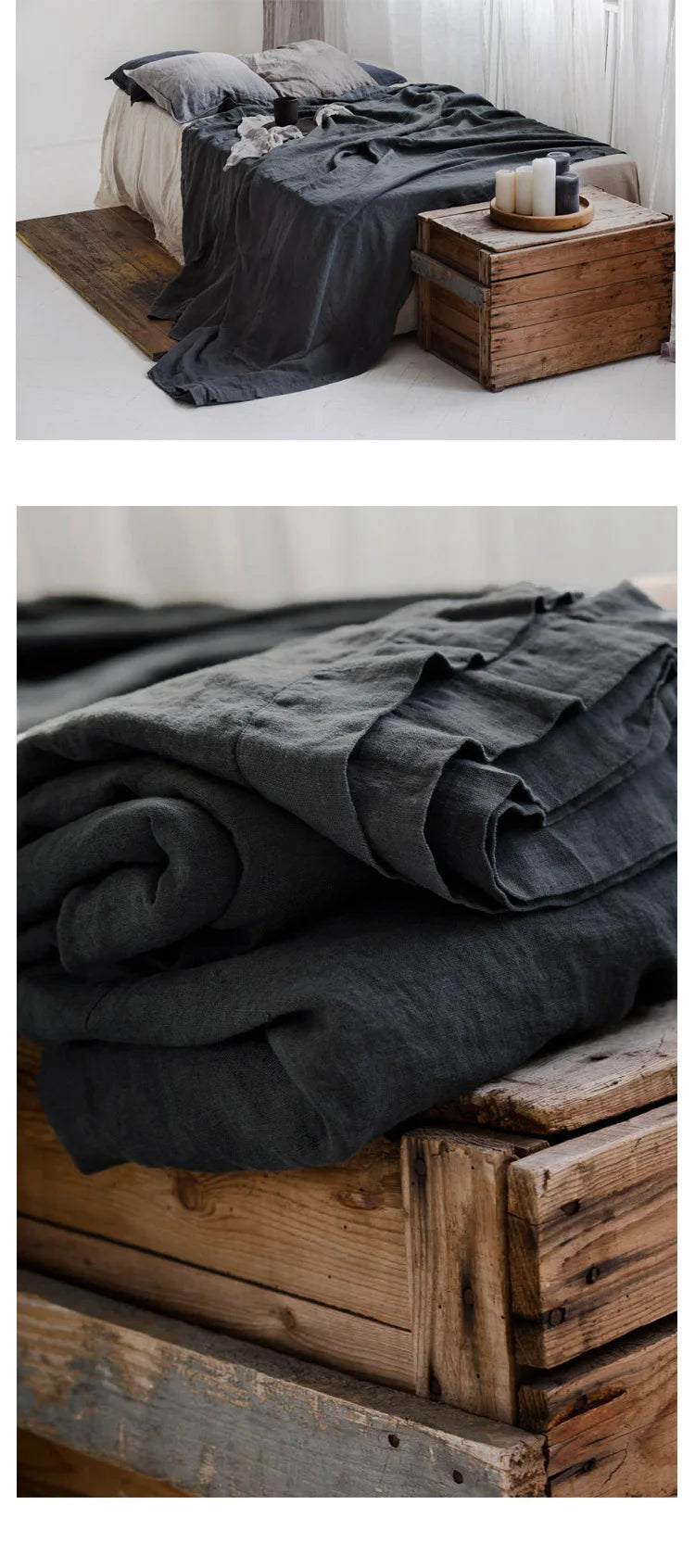 Pure Linen Bed Sheets Stone Washed French Linen