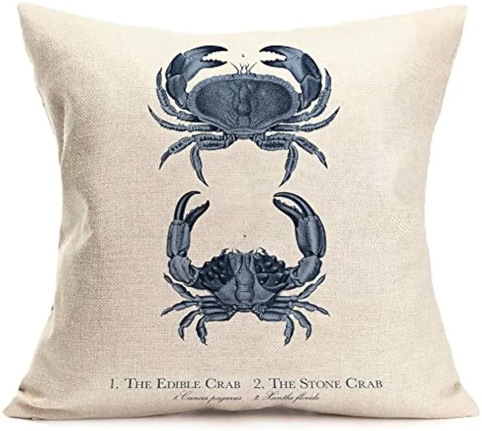 Ocean sailing theme set linen marine life blue pillow case