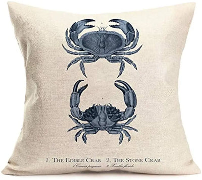 Ocean sailing theme set linen marine life blue pillow case