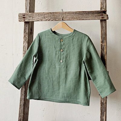 Chic Casual Cotton Linen Shirt Children's 2024 New Retro