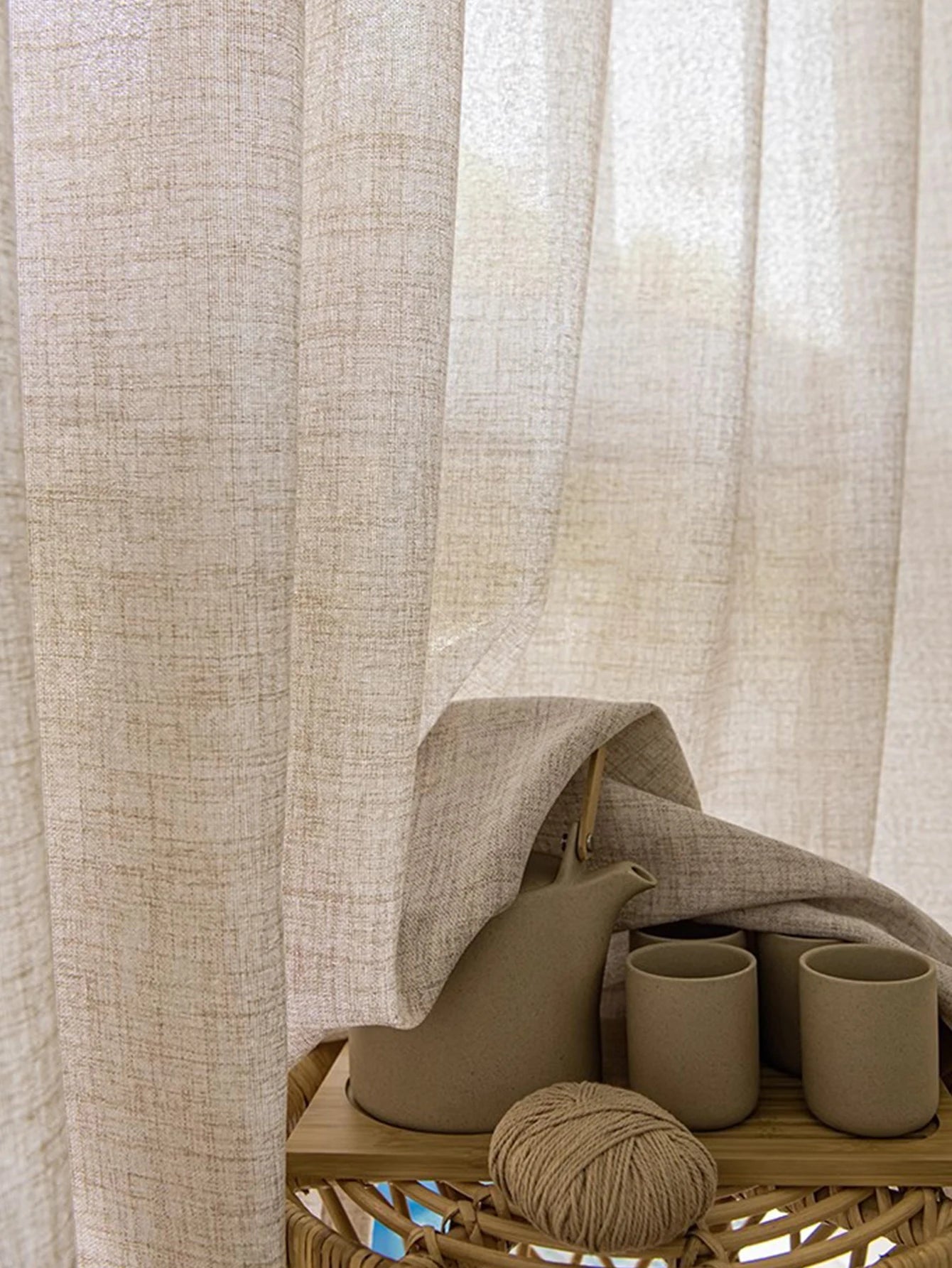 Sheer Linen Voile Curtain – Japanese & Korean Style, Custom Size