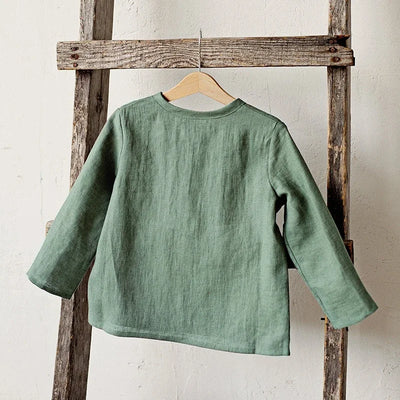 Chic Casual Cotton Linen Shirt Children's 2024 New Retro