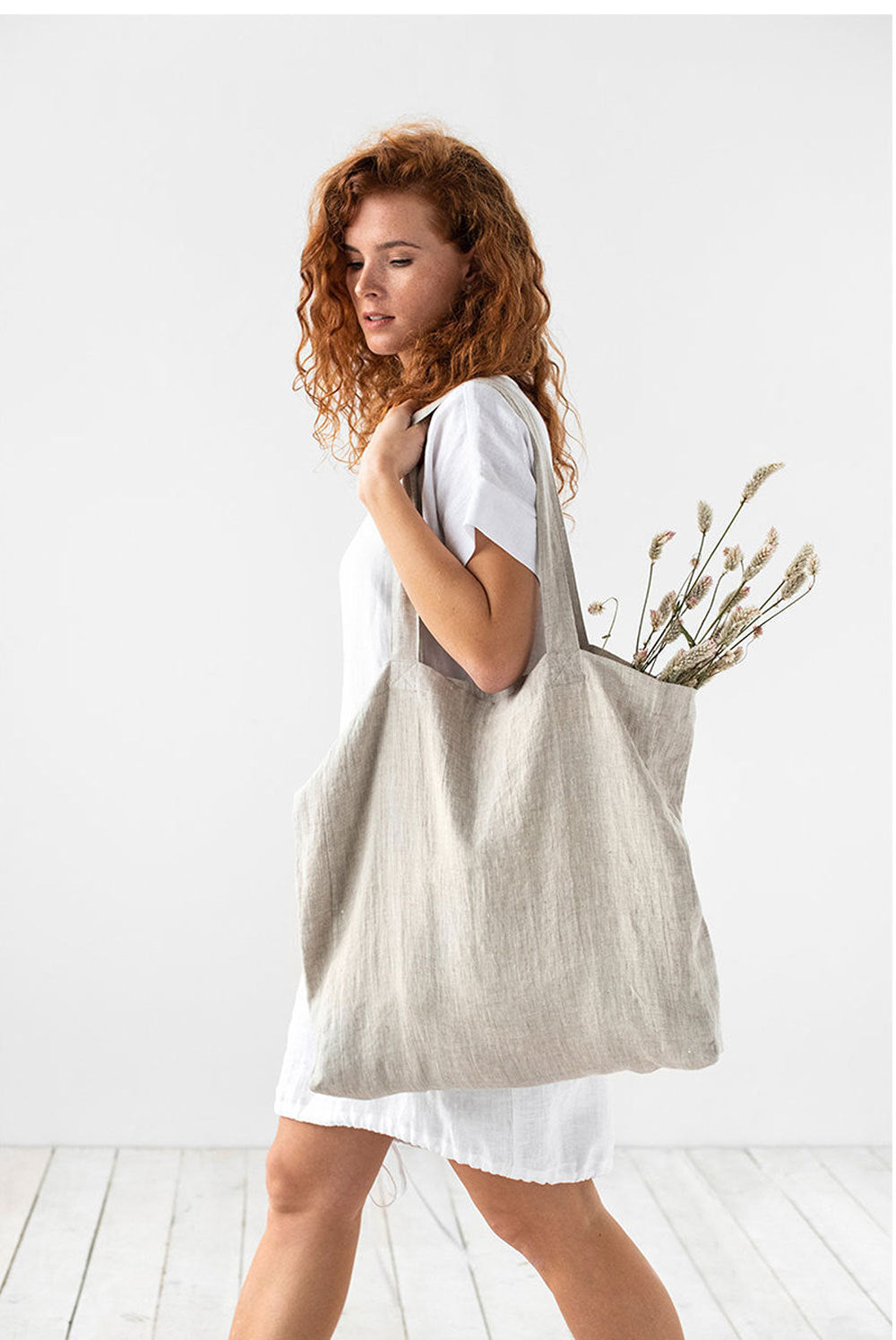 Linen 100% Pure Hemp Shoulder Bags Large Capacity Handbag Portable Shopping Bag Supermarket Environmental Cloth Pouch Women Bag