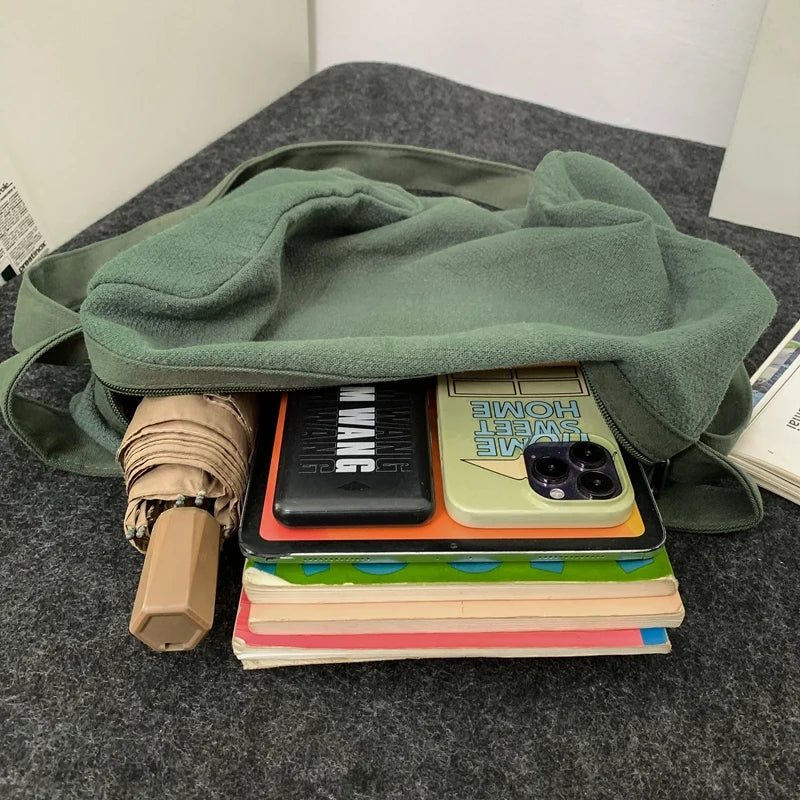 Women Large Capacity Cotton Linen Shoulder Tote Bag