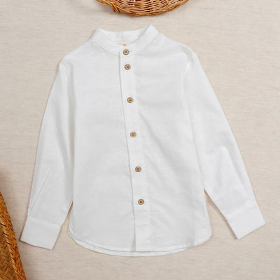 Boys White Linen Shirt Autumn male
