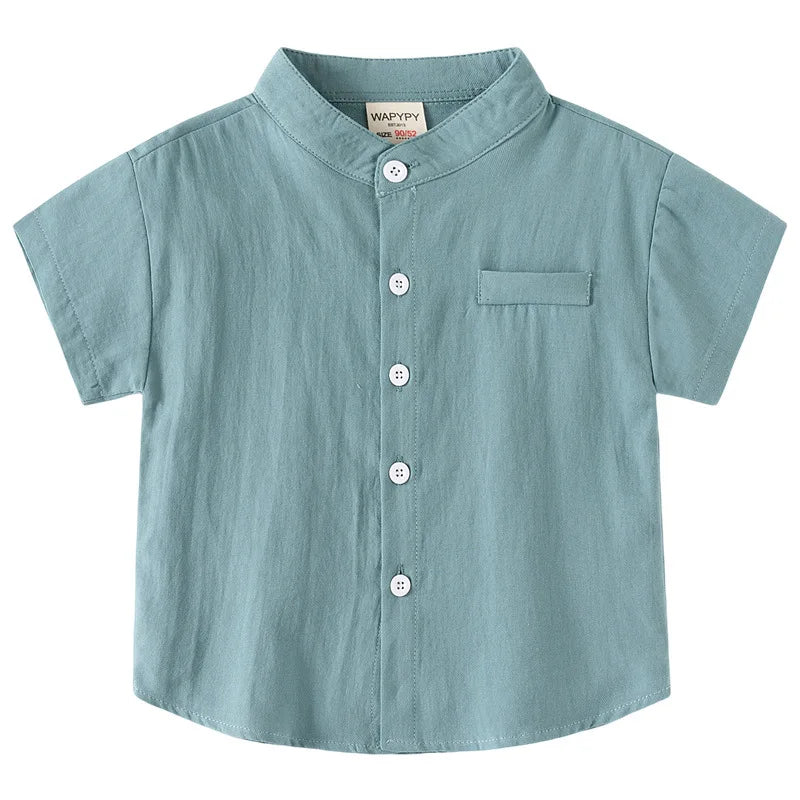 Short Sleeve Polo Shirt for Children Casual Mandarin