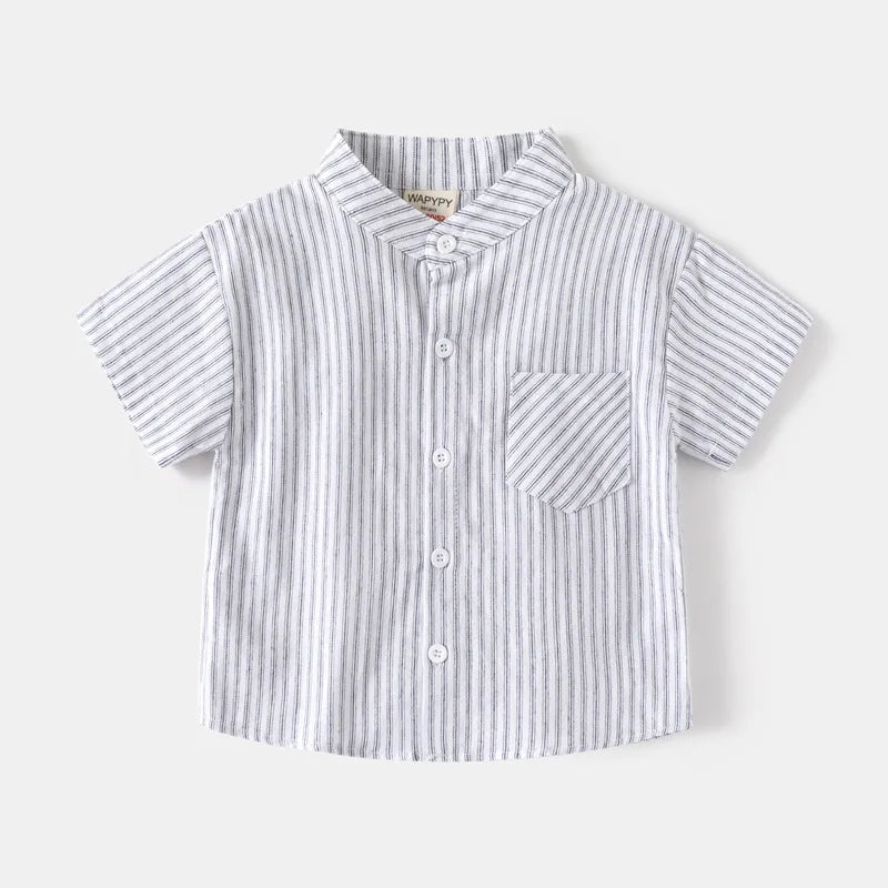 Short Sleeve Polo Shirt for Children Casual Mandarin