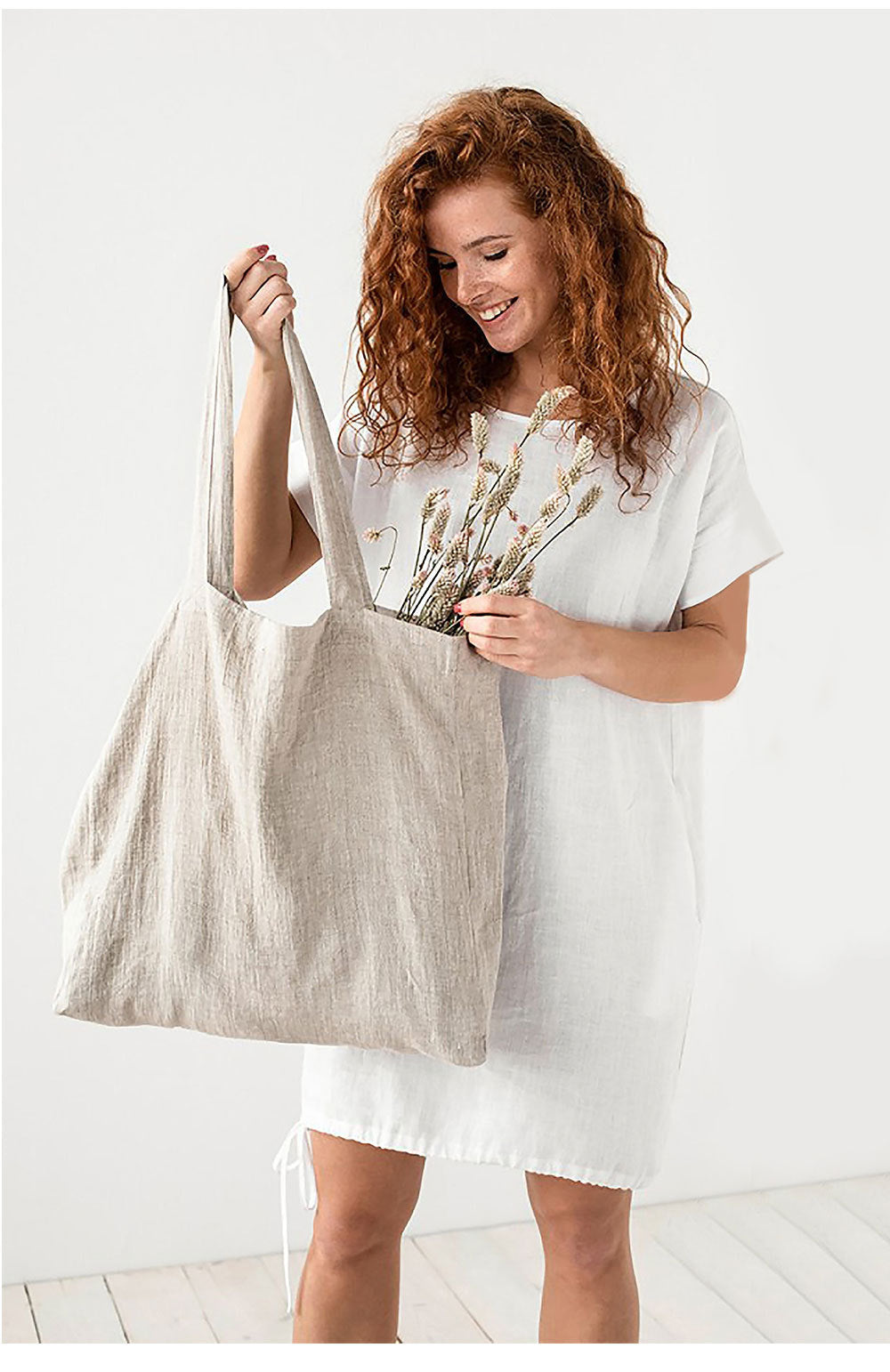 Linen 100% Pure Hemp Shoulder Bags Large Capacity Handbag Portable Shopping Bag Supermarket Environmental Cloth Pouch Women Bag