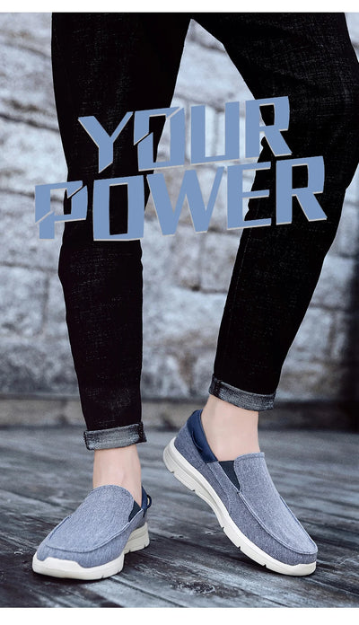 Men’s Summer Breathable Canvas Shoes Lightweight Slip-On Casual Flats