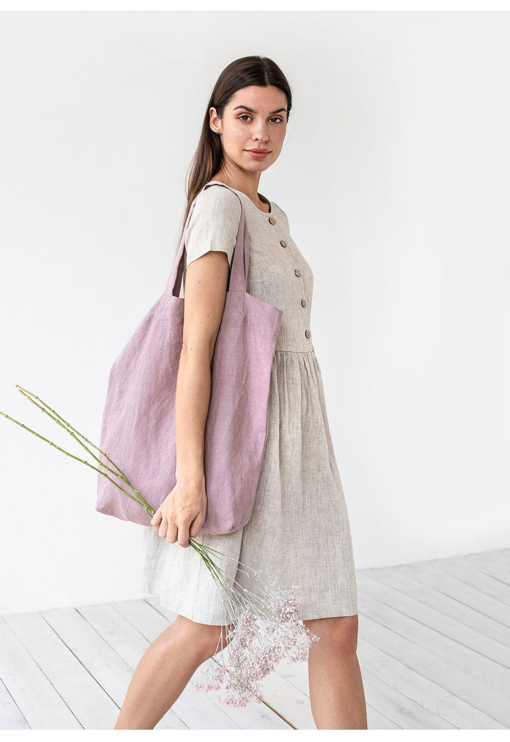 Linen 100% Pure Hemp Shoulder Bags Large Capacity Handbag Portable Shopping Bag Supermarket Environmental Cloth Pouch Women Bag