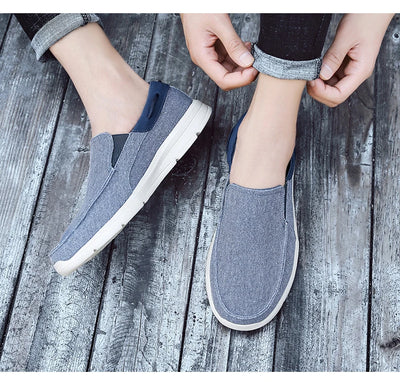 Men’s Summer Breathable Canvas Shoes Lightweight Slip-On Casual Flats