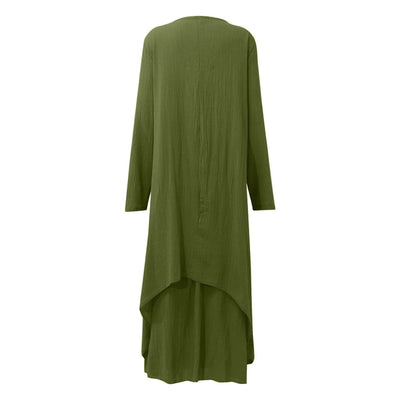 Women Elegant Linen White Dresses Bohemia Layering Vintage Robe Long Sleeve Loose Long Dress Female Autumn Vestidos