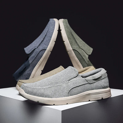 Men’s Summer Breathable Canvas Shoes Lightweight Slip-On Casual Flats