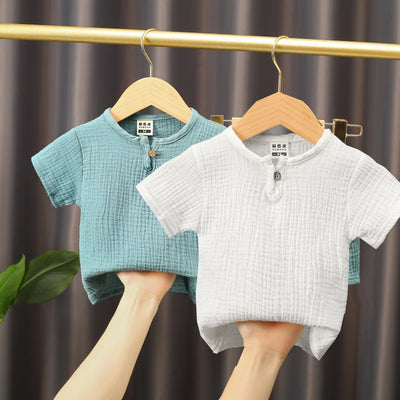 children t shirts fashion linen pleated boys t shirt