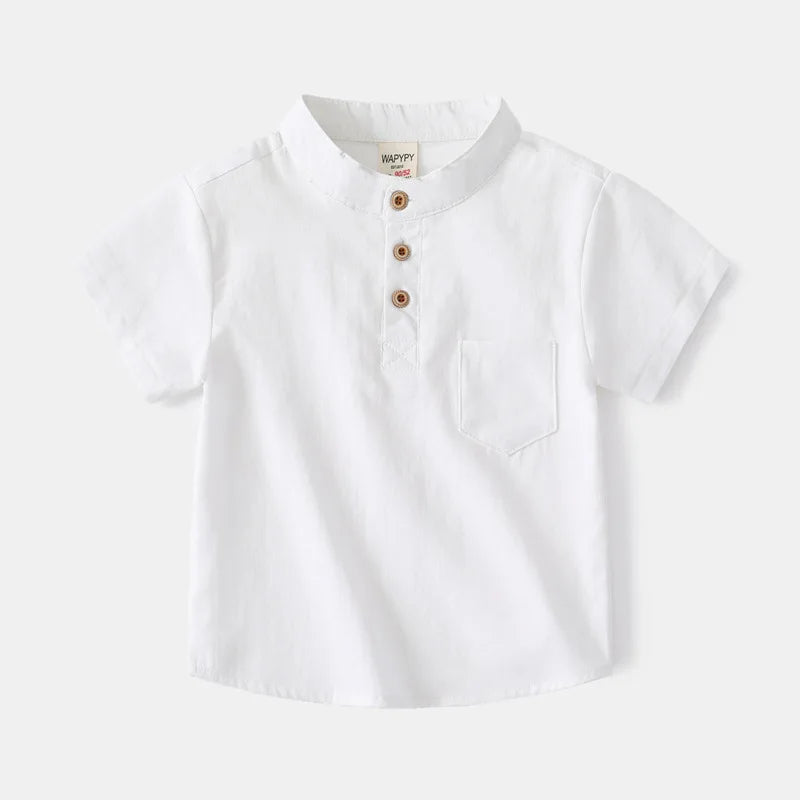 Short Sleeve Polo Shirt for Children Casual Mandarin