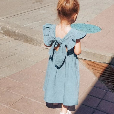 2025 Summer Kids Girls Dress Cotton Linen