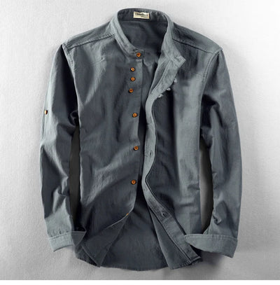 Men’s Cotton Linen Casual Long Sleeve Shirt